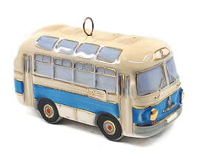 Елочная игрушка "Автобус" с голубой полосой
