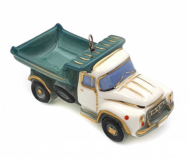 Елочная игрушка "Самосвал" зеленый кузов