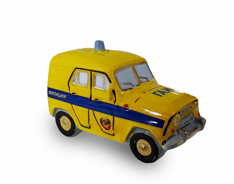 Елочная игрушка "УАЗ - ГАИ" желтый