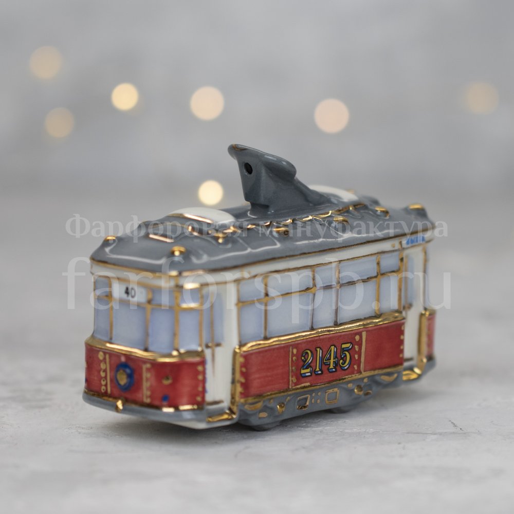 Елочная игрушка "Ретро трамвай - Ленинград"