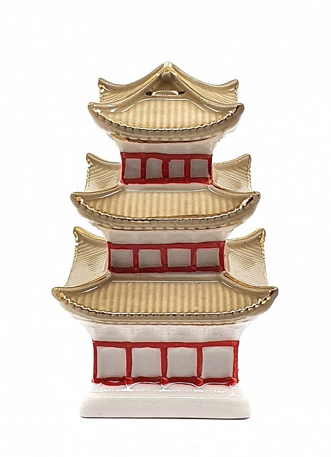 Елочная игрушка "Китайская пагода" бежевая