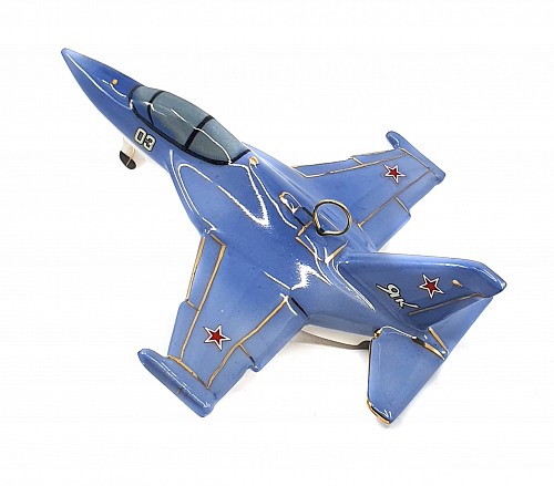 Елочная игрушка "Самолет Як" голубой