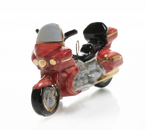 Елочная игрушка "Фарфоровый мотоцикл" красный