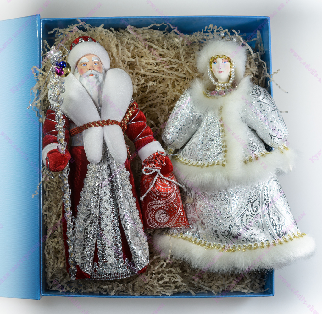 Набор подарочный из 2 игрушек "Дед Мороз и Снегурочка под ёлку №2"