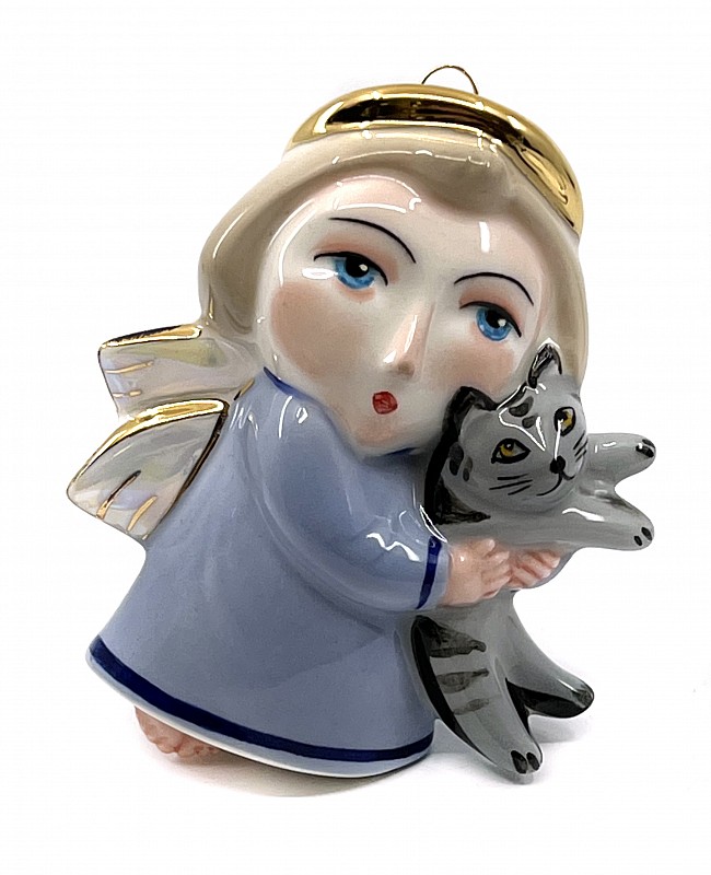 Елочная игрушка "Ангел" с котиком