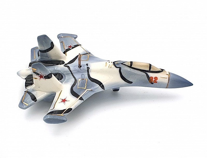 Елочная игрушка "Самолет СУ-35" белый 