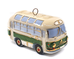 Елочная игрушка "Автобус" с зеленой полосой