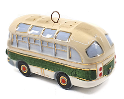 Елочная игрушка "Автобус" с зеленой полосой