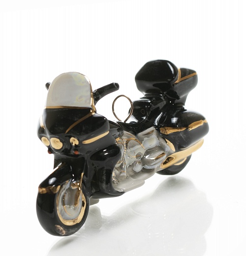 Елочная игрушка "Фарфоровый мотоцикл" черный