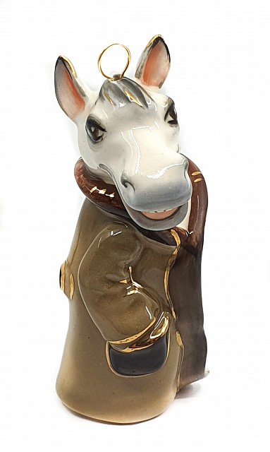 Елочная игрушка "Конь в пальто" с коричневыми глазами