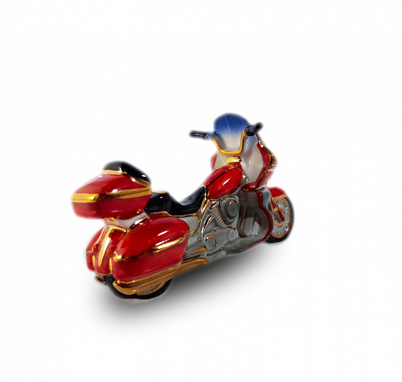 Елочная игрушка "Фарфоровый мотоцикл" красный