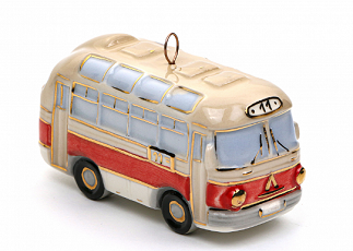 Елочная игрушка "Автобус" с красной полосой