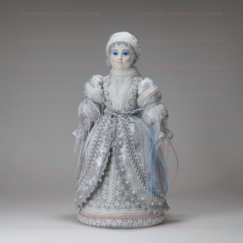 Фарфоровые интерьерная кукла снегурочка серебряная большая