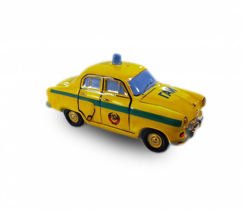Елочная игрушка "Машина "Двадцать первая - ГАИ" желтая