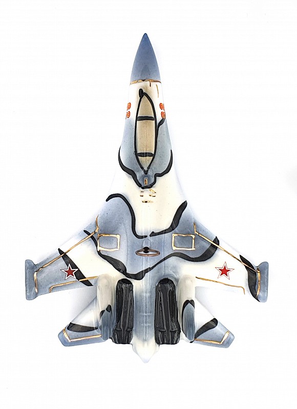 Елочная игрушка "Самолет СУ-35" белый 