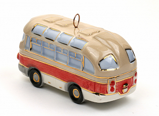 Елочная игрушка "Автобус" с красной полосой