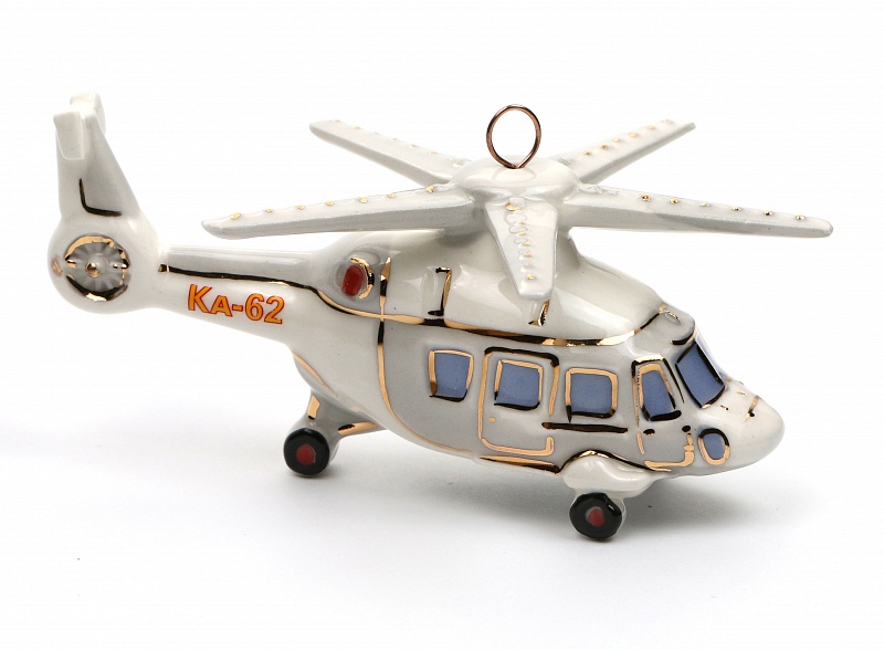 Елочная игрушка Вертолет "КА 62" касатка белый
